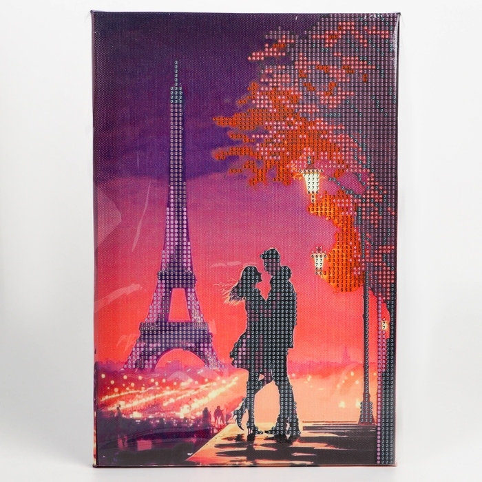 Алмазная мозаика на подрамнике с частичным заполнением &laquo;Романтика&raquo;&lrm; с гирляндой, 20 х 30 см