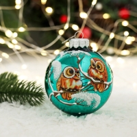 Шар "Лесные совята 6", 80 мм., в подарочной упаковке, мультицвет