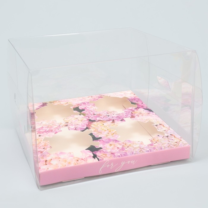 Коробка для капкейка, кондитерская упаковка, 4 ячейки, «Гортензии», золото, 16 х 16 х 11.5 см Коробка для капкейка, кондитерская упаковка, 4 ячейки, «Гортензии», золото, 16 х 16 х 11.5 см