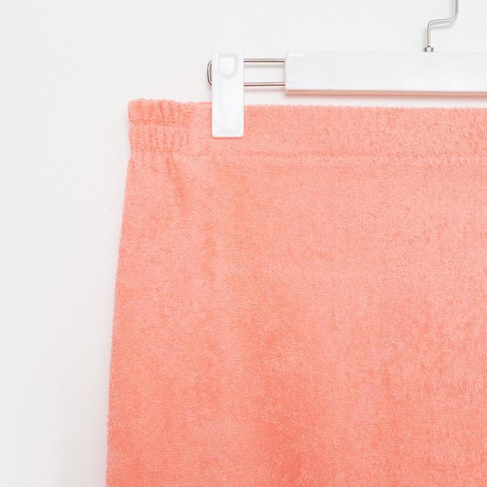 Килт женский для бани и сауны, цвет персиковый вышивка Снеговик, размер 80х150&plusmn;2 см, махра 300г/м 100% хлопок