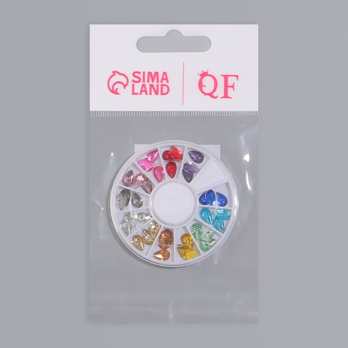 Фигурки для дизайна ногтей &laquo;Капля&raquo;, объёмные, 12 ячеек, разноцветные