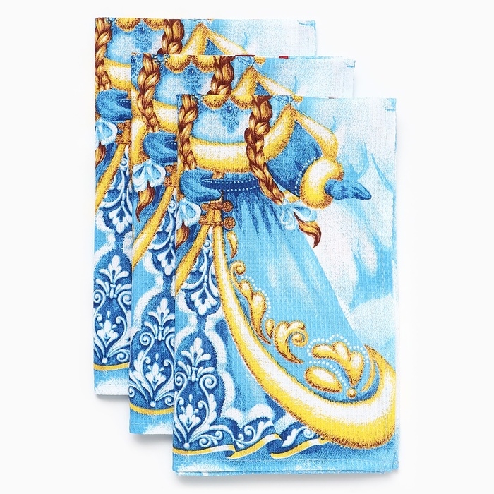 Набор полотенец "Доляна" С новым годом 35х60см-3шт.,100% хл, вафельное полотно 162г/м2