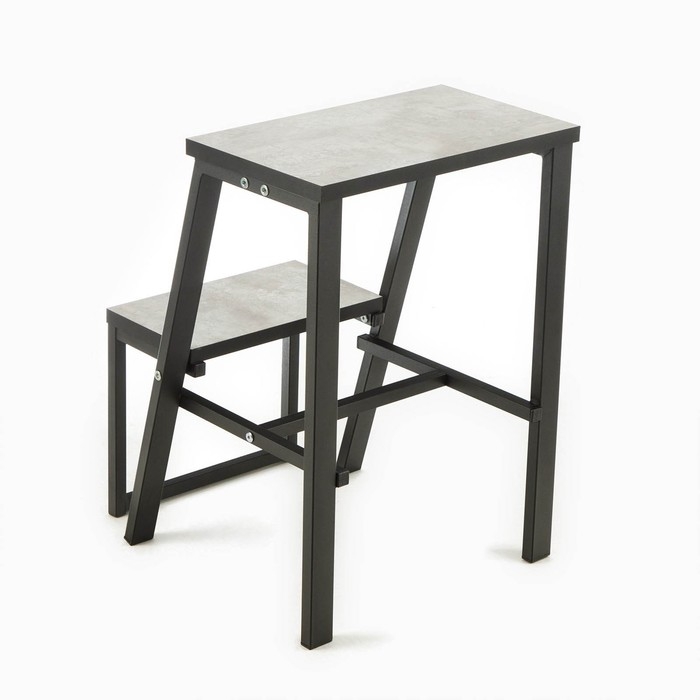 Табурет-стремянка на металло-каркасе, цемент/черный