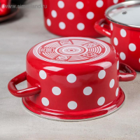 Набор эмалированных кастрюль &laquo;Белый горох&raquo;, 3 предмета: 1,9 л, 2,5 л, 5 л, индукция