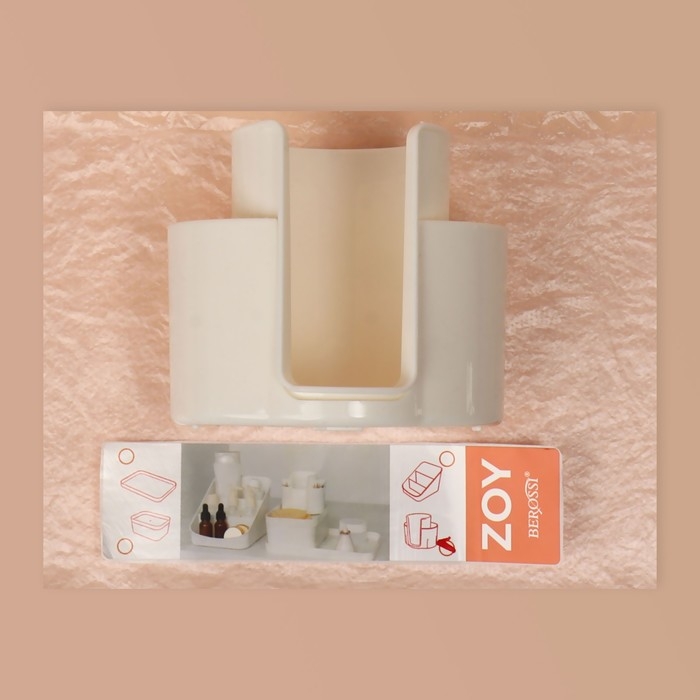 Контейнер для хранения косметических принадлежностей &laquo;Zoy&raquo;, 10 х 8,2 х 8,6 см цвет слоновая кость