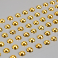 Наклейка пластик стразы "Полужемчужины" d-10 мм золото 10х27 см