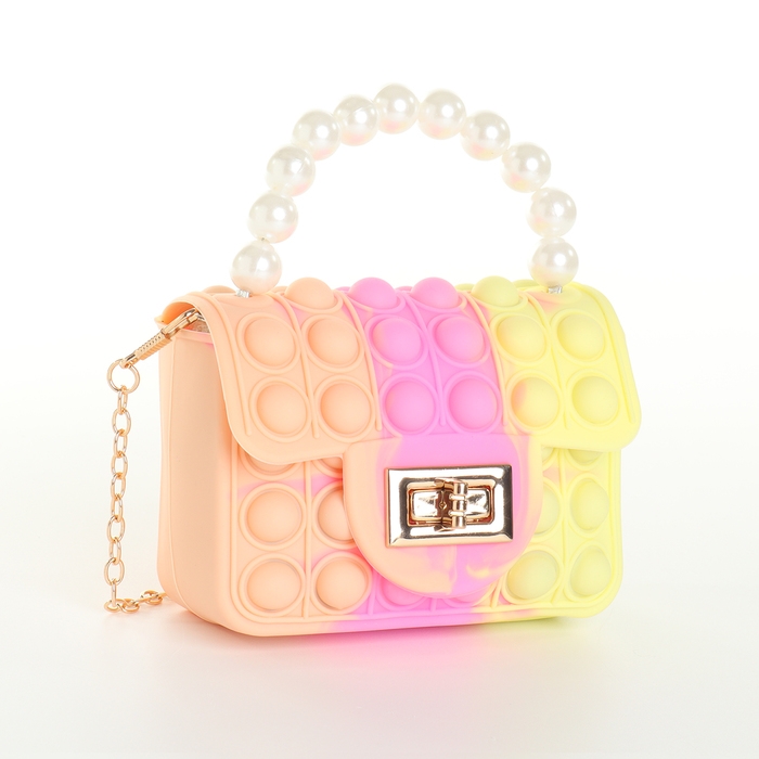 Сумка детская для девочки на замке &laquo;Выбражулька&raquo;, pop it, цвет бежевый/розовый/жёлтый