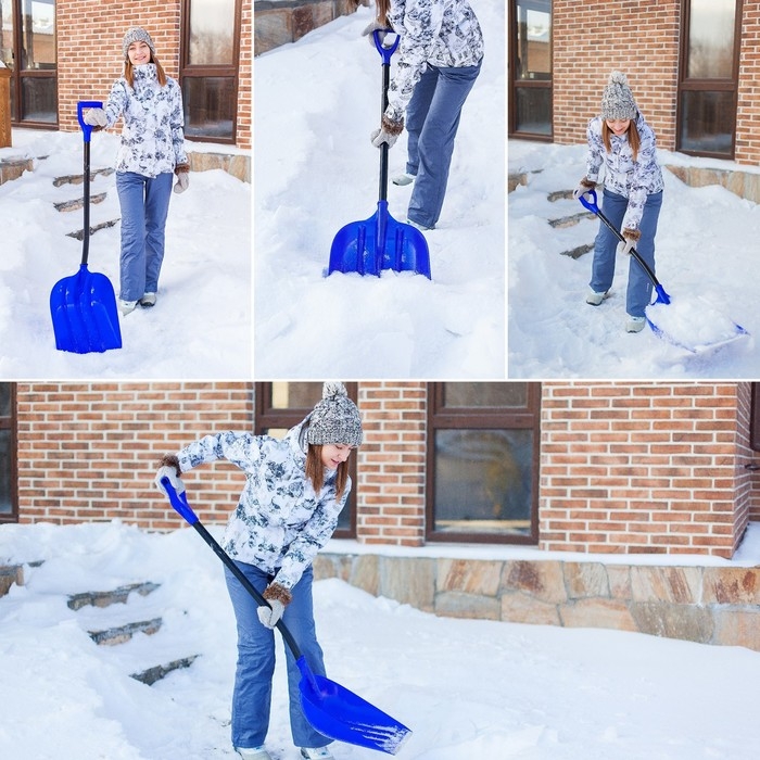 Лопата пластиковая, ковш 400 &times; 525 мм, с алюминиевой планкой, алюмин. эргономичный черенок, &laquo;Эльбрус&raquo;