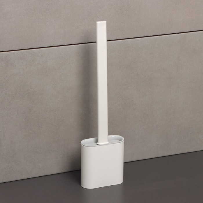 Ёршик для унитаза силиконовый Доляна «Лилу», 4,3×9,5×36 см, цвет белый Ёршик для унитаза силиконовый Доляна «Лилу», 4,3×9,5×36 см, цвет белый