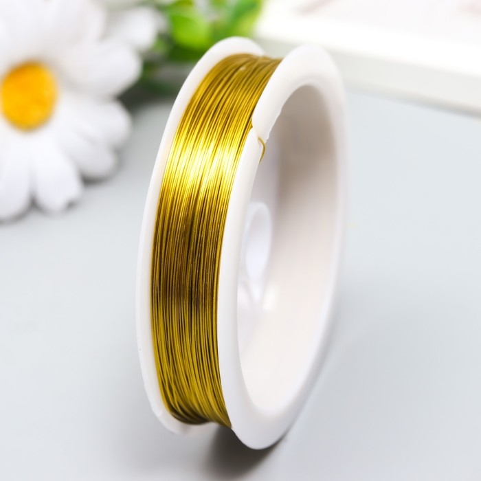 Проволока для бисера d 0,3 мм, золото рул.50 м Проволока для бисера d 0,3 мм, золото рул.50 м