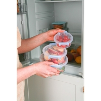 Контейнер пищевой RICCO, 1,2 л, d=17 см, h=7,5 см, круглый, цвет прозрачный, голубой