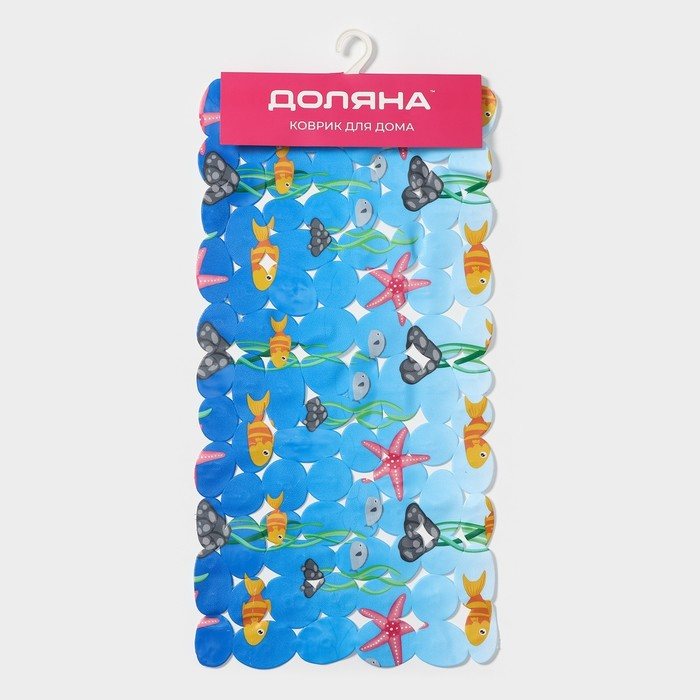Коврик противоскользящий в ванну на присосках Доляна «Лагуна», 35×69 см Коврик противоскользящий в ванну на присосках Доляна «Лагуна», 35×69 см
