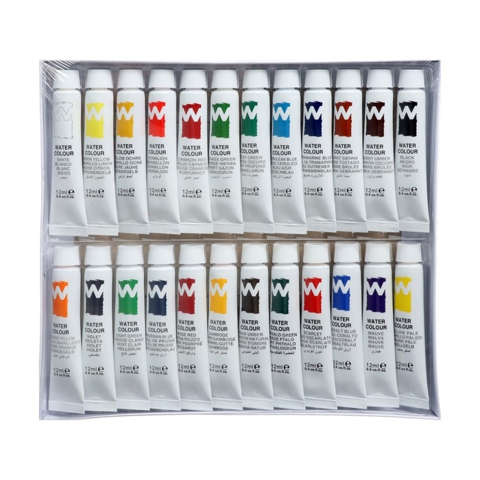 Краски акварельные 12 мл, в металлической тубе, в картонной коробке, 24 цвета Краски акварельные 12 мл, в металлической тубе, в картонной коробке, 24 цвета