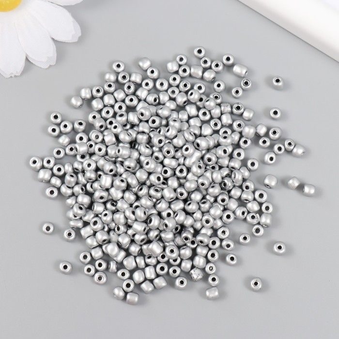 Бисер стекло 6/0 Бисер стекло 6/0 "Серебро" металлик 450 гр