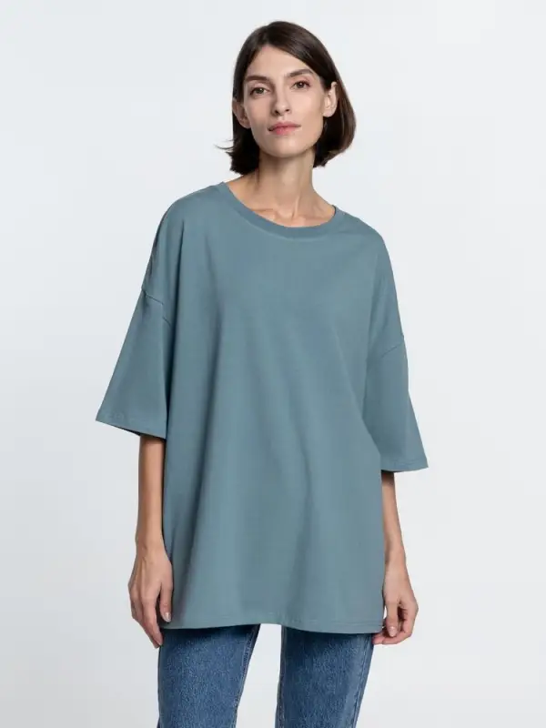 Футболка унисекс оверсайз Crosstown, серо-зеленая, размер S