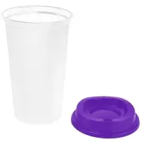 Стакан с крышкой Color Cap White, белый с фиолетовым Стакан с крышкой Color Cap White, белый с фиолетовым