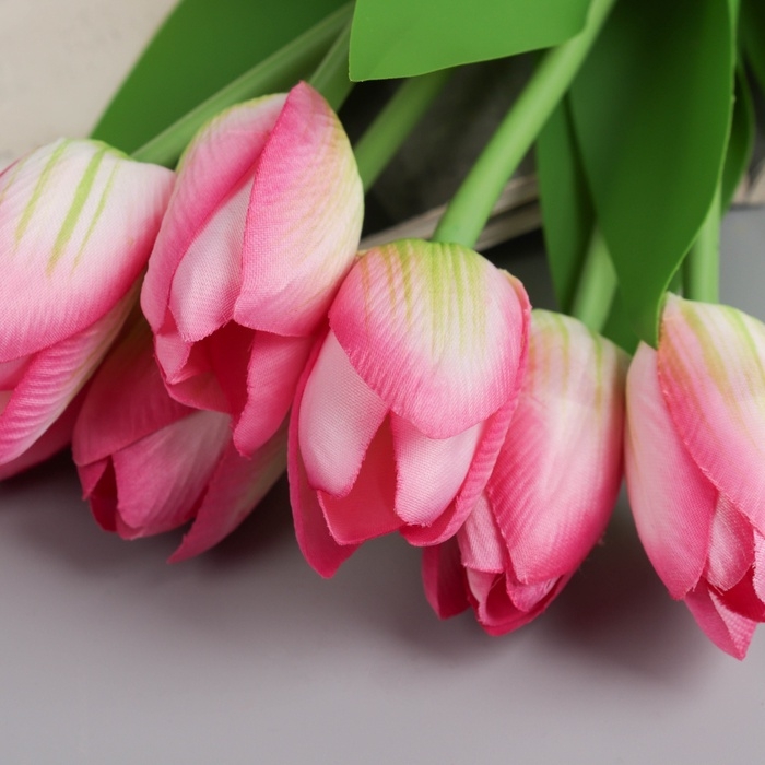 Цветы искусственные &laquo;Тюльпан люкс&raquo; (7 штук в связке) 32 см, сиреневый