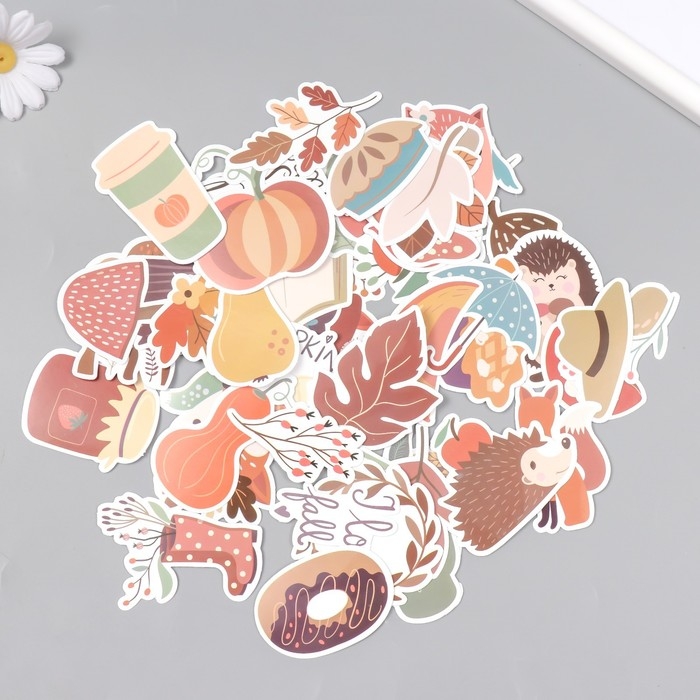 Наклейки для творчества Наклейки для творчества "Осенний лес" набор 50 шт 4х8 см