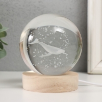 Сувенир стекло подсветка "Кит" d=8 см подставка дерево, USB 8х8х9,5 см Сувенир стекло подсветка "Кит" d=8 см подставка дерево, USB 8х8х9,5 см