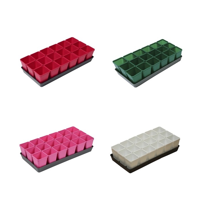 Набор для рассады: стаканы по 200 мл (18 шт.), поддон 36,5 × 17 см, цвет МИКС, Greengo Набор для рассады: стаканы по 200 мл (18 шт.), поддон 36,5 × 17 см, цвет МИКС, Greengo