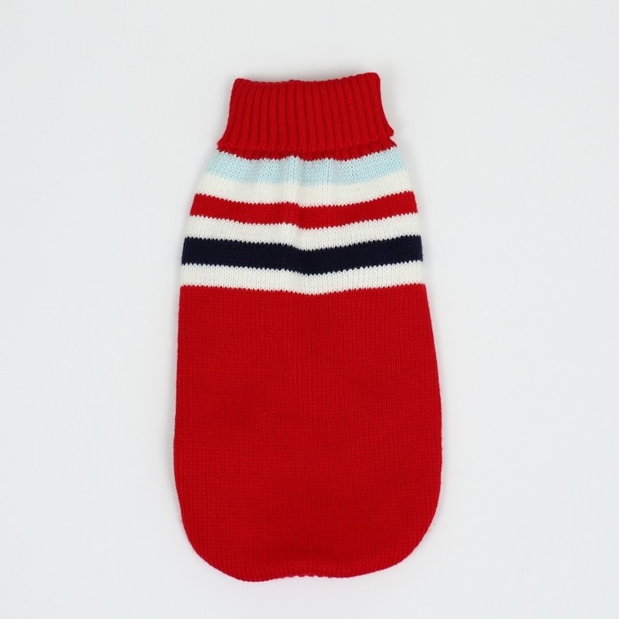 Свитер "Полоски", S (ДС 23, ОШ 23, ОГ 26-45 см), красный