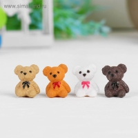 Миниатюра кукольная &laquo;Мишка&raquo;, набор 4 шт, размер 1 шт: 1,8&times;1,4&times;1,1 см, цвета МИКС