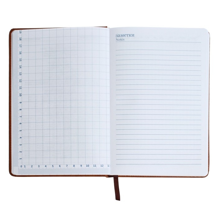 Ежедневник недатированный А5, 140 листов, в клетку, обложка кожзам, с карманом, МИКС