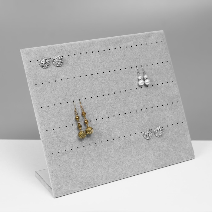 Подставка под серьги 60 пар, 5 рядов, 33&times;10&times;30 см, цвет серый