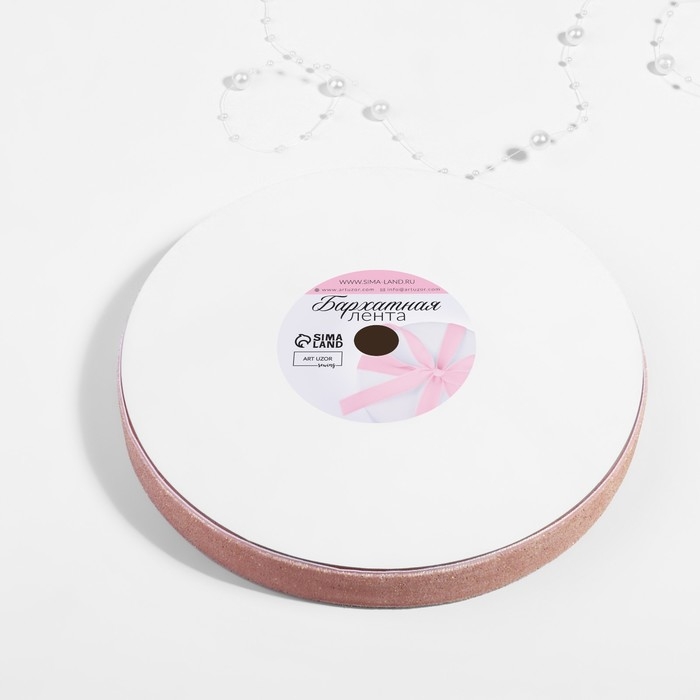 Лента бархатная, с золотым люрексом, 20 мм, 18 &plusmn; 1 м, цвет розовый №02