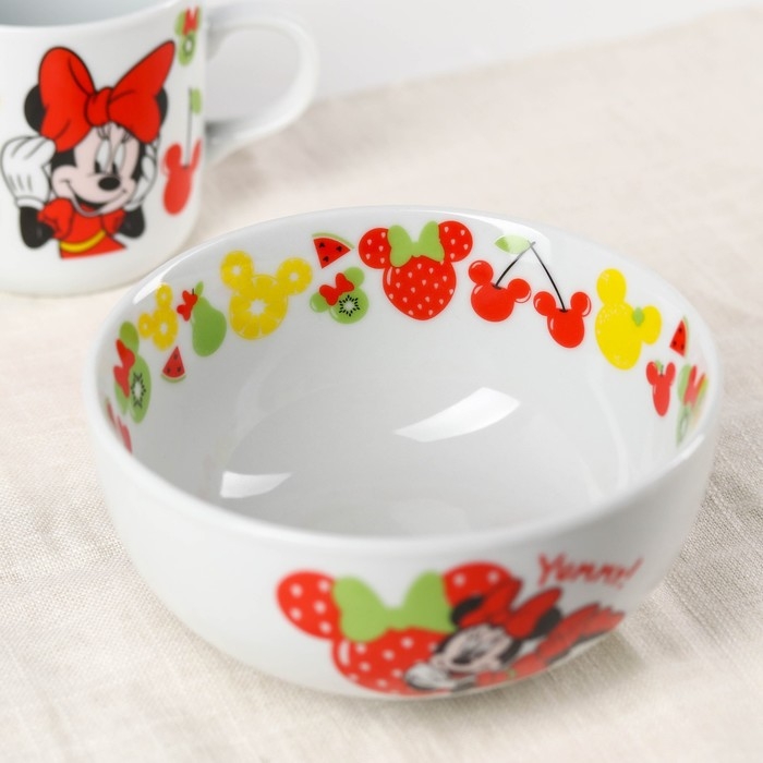 Набор детской посуды, 2 предмета: салатник, кружка, Минни Маус Набор детской посуды, 2 предмета: салатник, кружка, Минни Маус