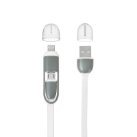 Кабель 2 в 1 Luazon, microUSB/Lightning - USB, 1 А, 0.9 м, плоский, МИКС