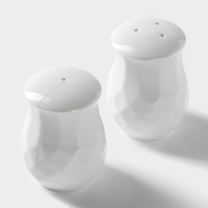 Набор для специй керамический &laquo;Эстет. Герда&raquo;, 2 предмета: солонка, перечница, цвет белый
