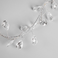 Гирлянда &laquo;Мишура&raquo; 1.2 м роса с насадками &laquo;Кристаллы&raquo;, IP20, серебристая нить, 20 LED, батарейки CR2032х2 (в комплекте), свечение тёплое белое