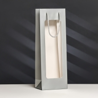 Пакет-переноска для цветов с PVC окном 12,5 &times; 8,5 &times; 36 см, серебряный