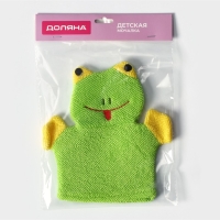 Мочалка - варежка детская для купания Доляна «Лягушонок», 20 см Мочалка - варежка детская для купания Доляна «Лягушонок», 20 см