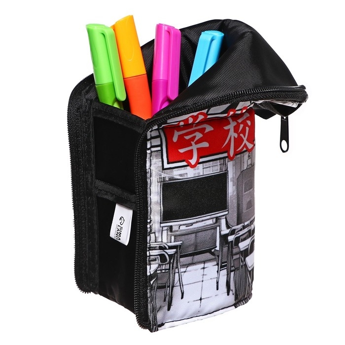 Пенал тубус-подставка, 85 х 210 х 65 мм, мягкий, тканевый, Calligrata, ПМО 12-20 "Аниме"