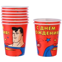 Набор одноразовой бумажной посуды, на 6 персон "С Днем Рождения", Супергерои