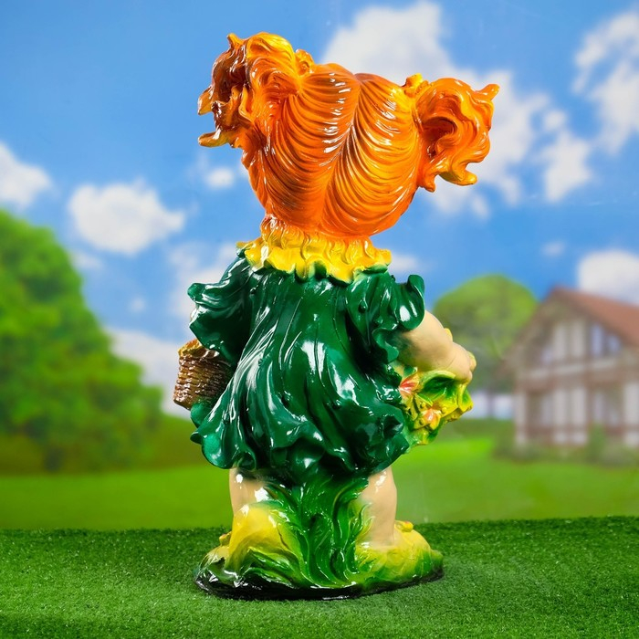 Садовая фигура Садовая фигура "Гном девочка с цветами" большая 30х29х58см МИКС
