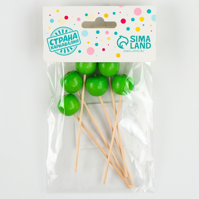 Шпажки &laquo;Яблочки&raquo;, 11 см, набор 6 шт., цвет зелёный