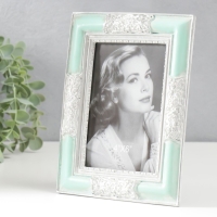 Фоторамка полистоун 10х15 см "Витиеватый узор" голубая 21х16 см