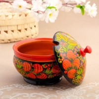 Сахарница &laquo;Ягодка&raquo;, большая, 13&times;15 см, хохлома