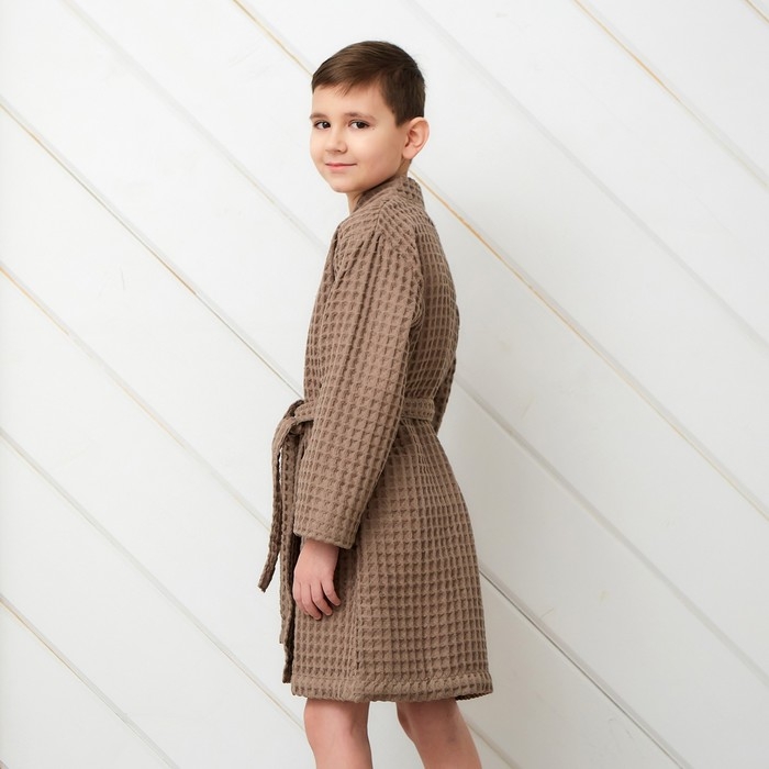 Халат вафельный детский Крошка Я Халат вафельный детский Крошка Я "Boho" размер 30 (98-104 см) цвет мокко, 100% хлопок 290 г/м2
