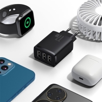 Сетевое зарядное устройство Baseus, 3USB, 3 А, 17W, чёрное Сетевое зарядное устройство Baseus, 3USB, 3 А, 17W, чёрное