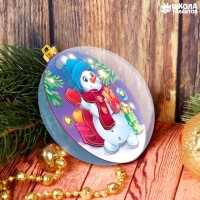 Ёлочный шар своими руками на новый год &laquo;Аппликация. Снеговичок&raquo;, новогодний набор для творчества