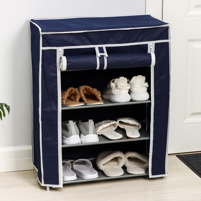Обувница, 4 яруса, 57&times;28&times;72 см, цвет синий