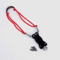 Рогатка со складным ножом "Акула" с шариками для стрельбы, металлическая, чёрная Рогатка со складным ножом "Акула" с шариками для стрельбы, металлическая, чёрная