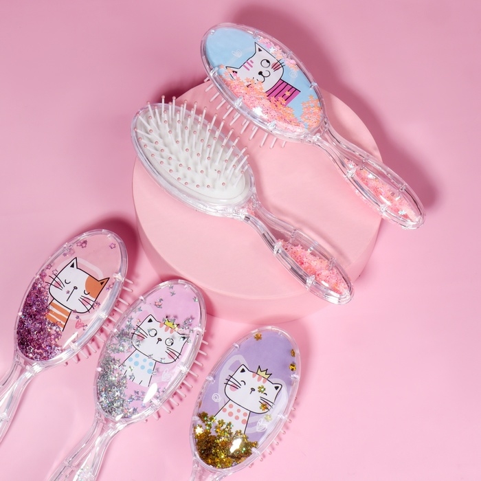 Расчёска-шейкер &laquo;Кошечки&raquo;, 5,3 &times; 18,3 см, рисунок МИКС