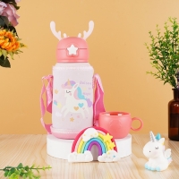 Термос, 500 мл, Детский "Единорог", с кружкой, два вида крышек, сохраняет тепло до 6 ч Термос, 500 мл, Детский "Единорог", с кружкой, два вида крышек, сохраняет тепло до 6 ч