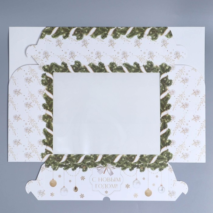 Коробка складная на 12 капкейков с окном &laquo;С Новым годом!&raquo; 32,8 х 25,6 х 10 см, Новый год