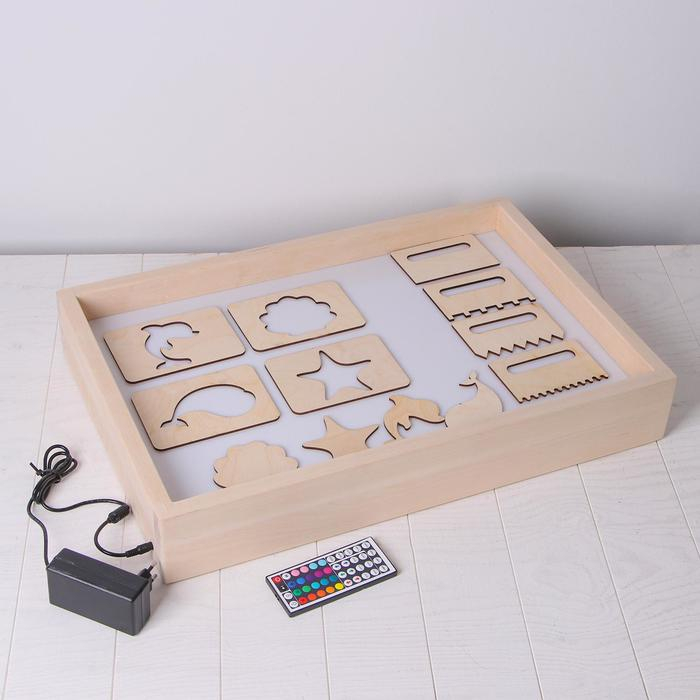 Планшет для рисования песком с цветной подсветкой, 40 × 60 см + гребень и трафарет Планшет для рисования песком с цветной подсветкой, 40 × 60 см + гребень и трафарет